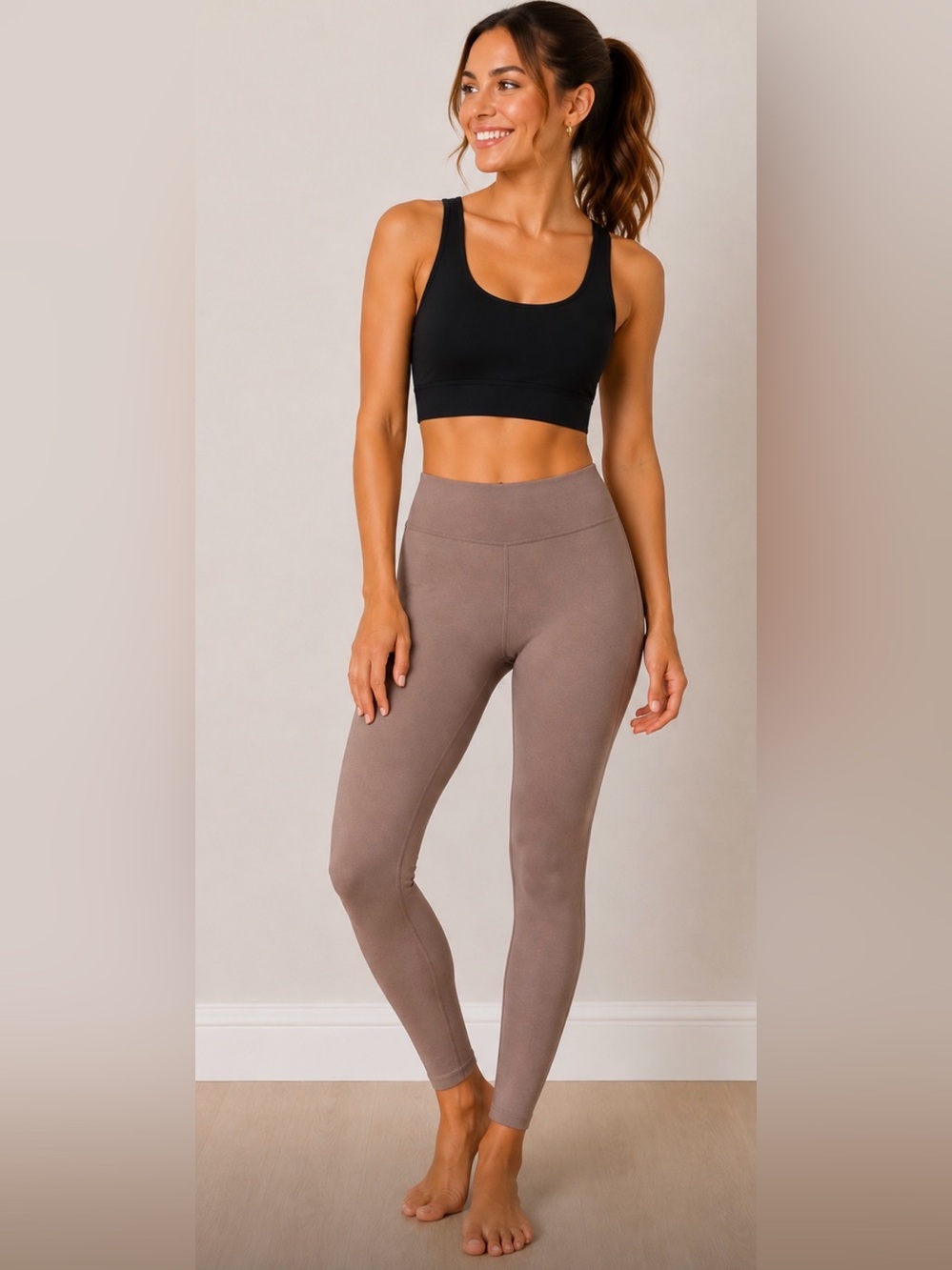 Stretch High-Waist Leggings - Taupe